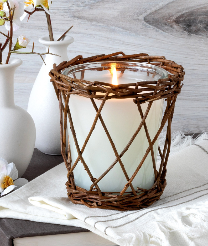 Rattan Linen Candle