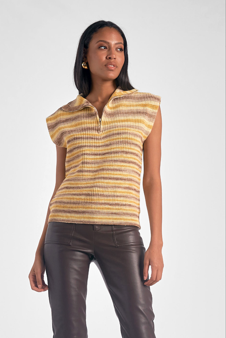 Yellow and Tan Stripe Sweater Vest