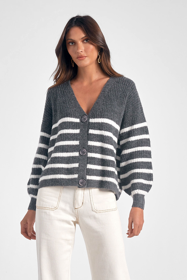 Gunmetal Striped Cardigan