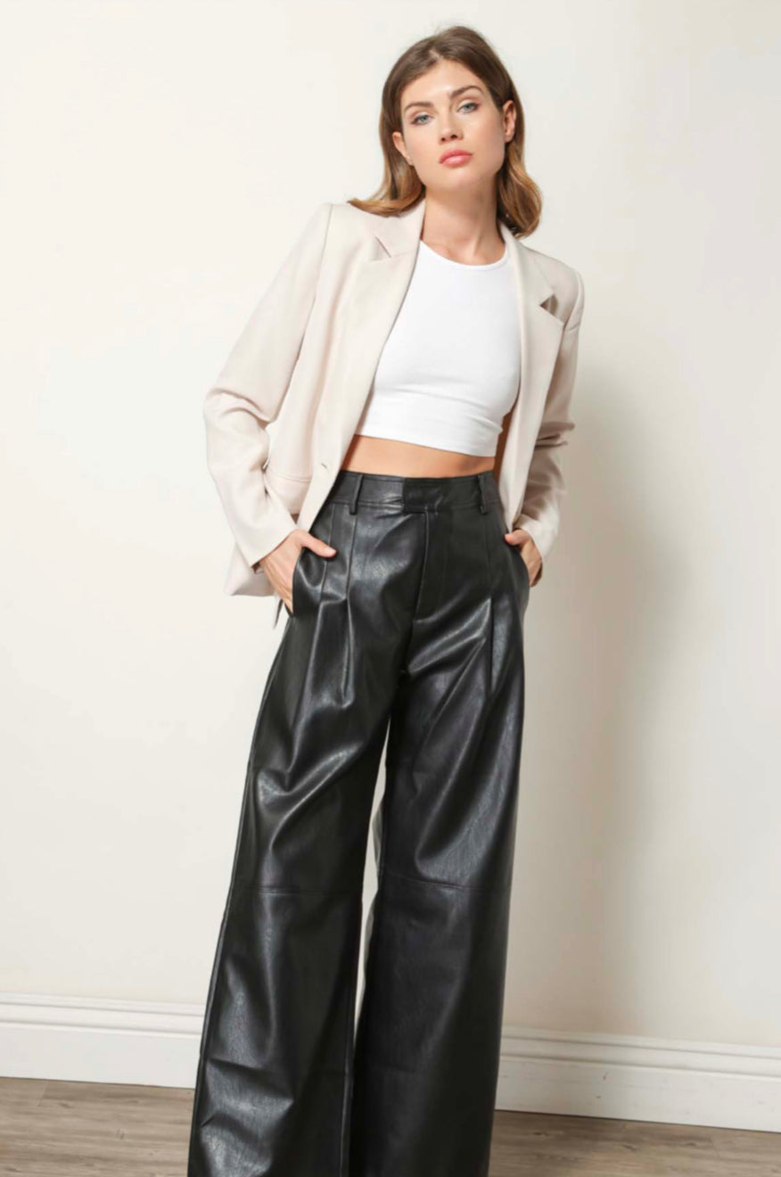 Mika Faux Leather Wide Leg Pant