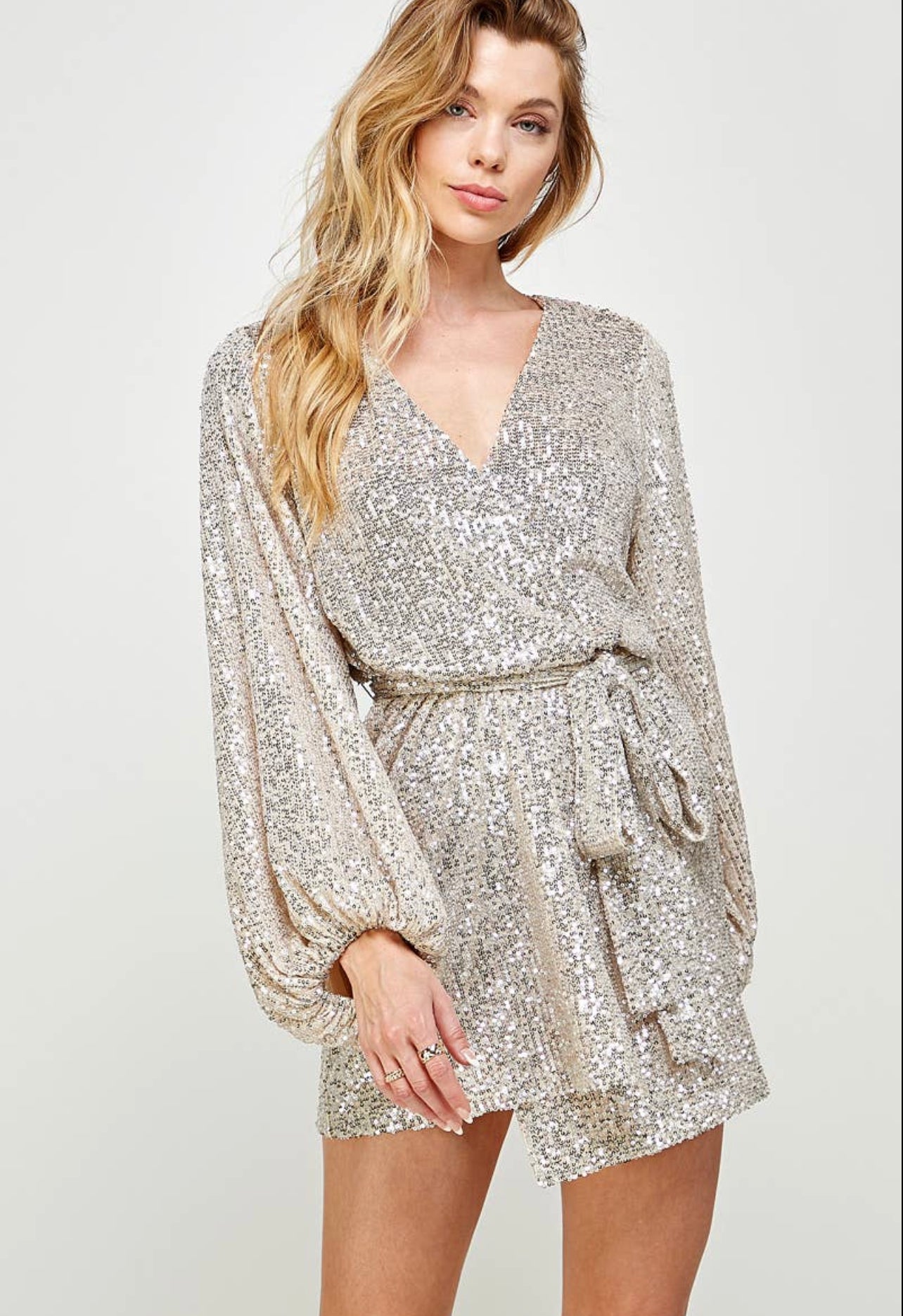 Sequin Belted Dress