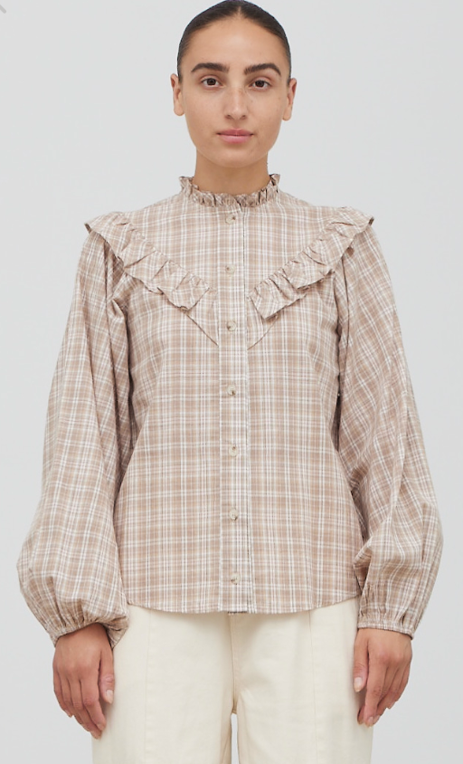 Beige Plaid Top