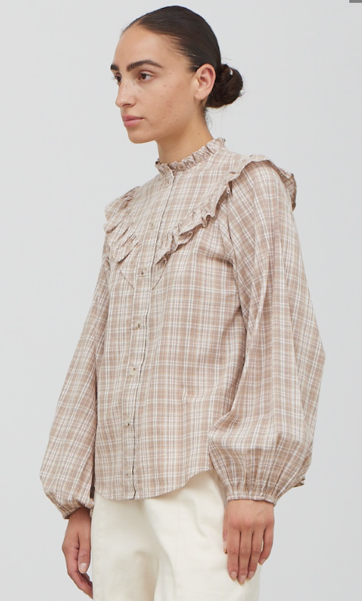 Beige Plaid Top