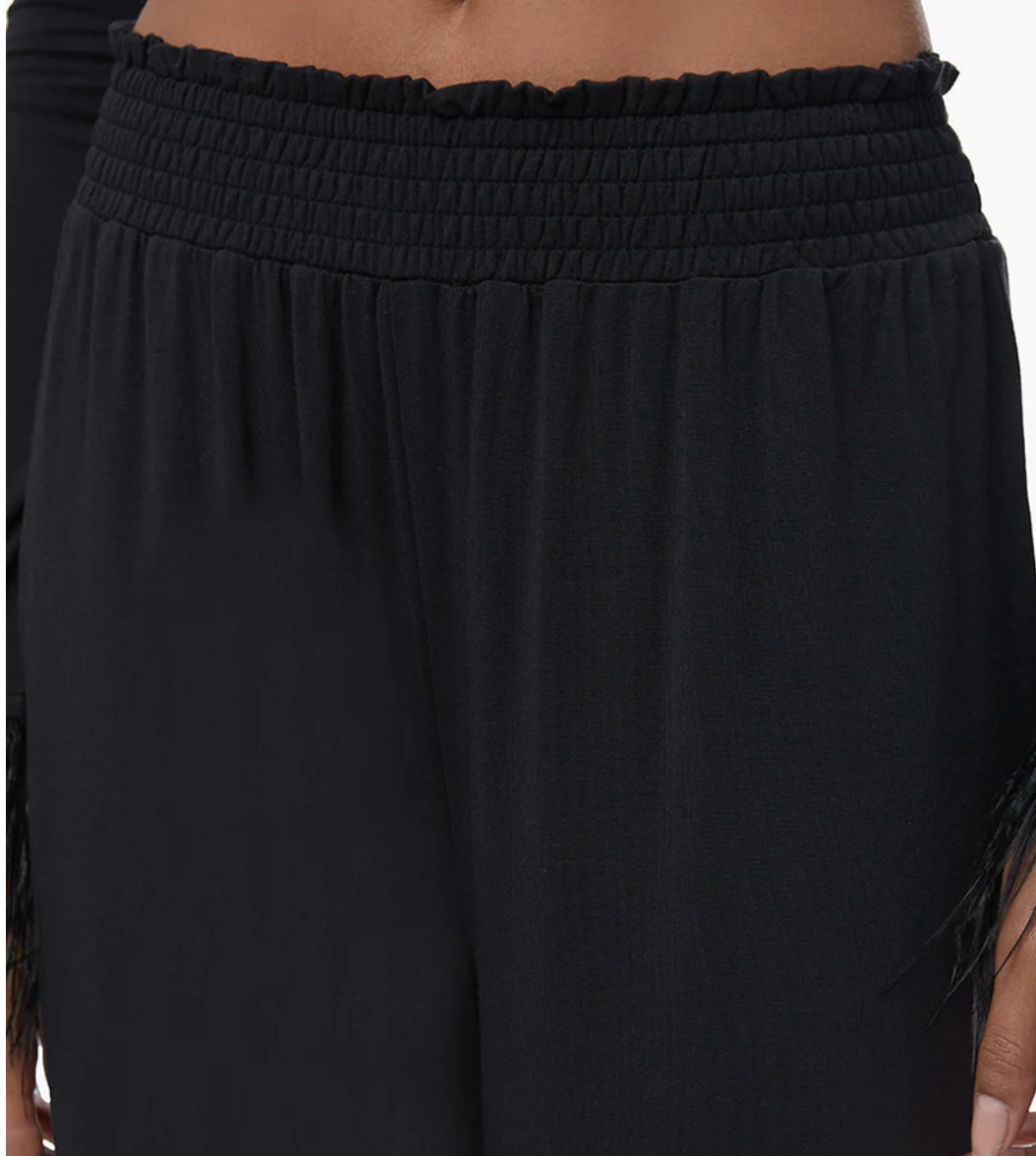 Black Feather Trim Pant