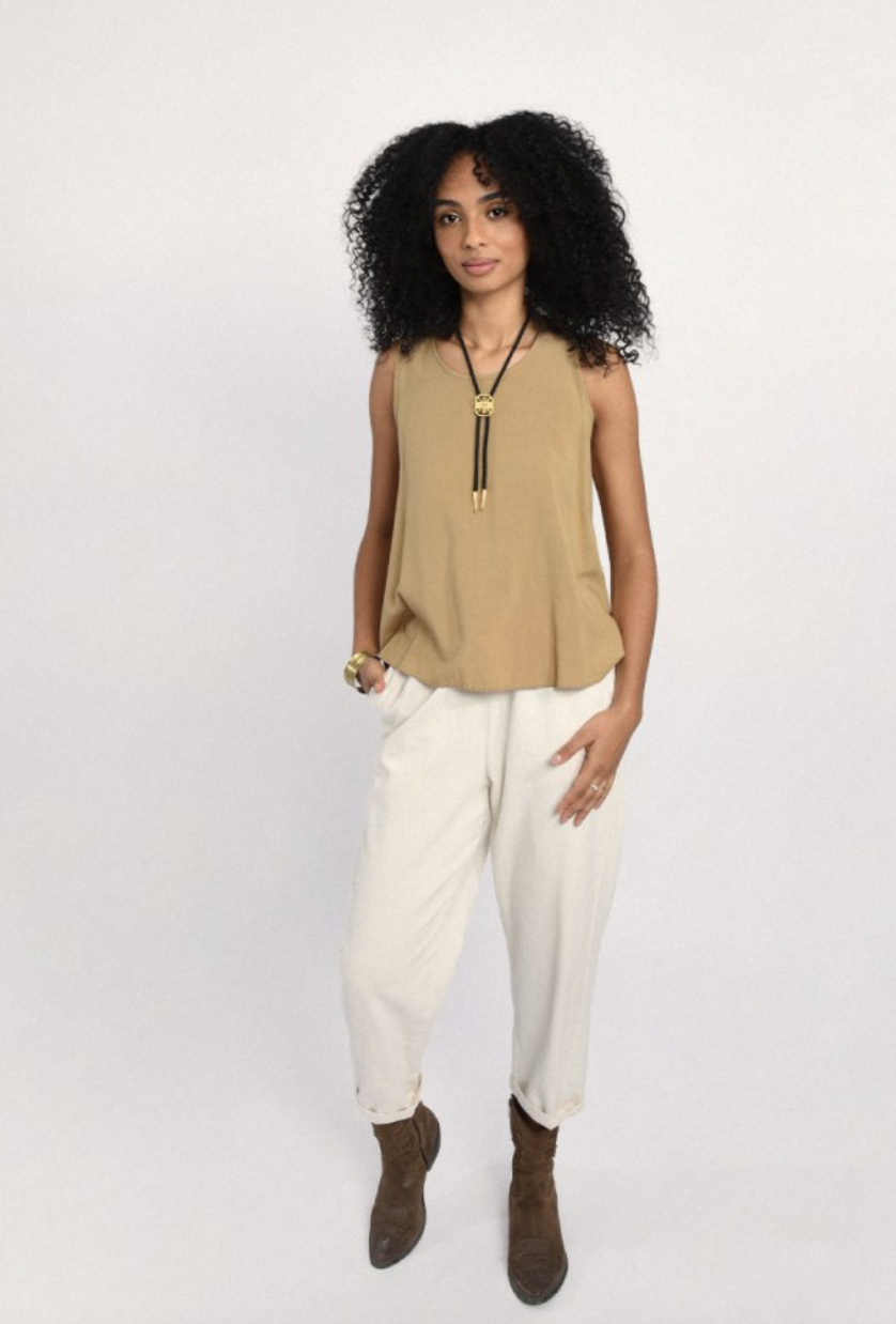 Beige Flare Tank Top