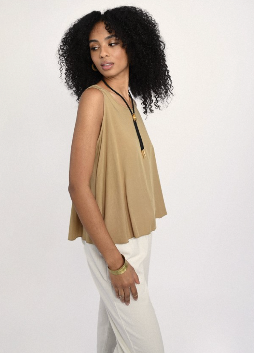 Beige Flare Tank Top