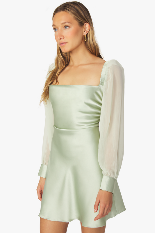 Sage Puff Sleeve Dress