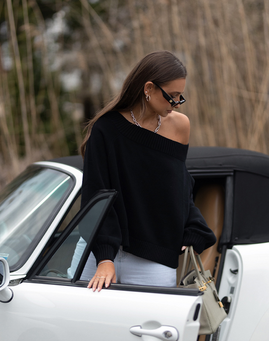 Black Off Shoulder Sweater