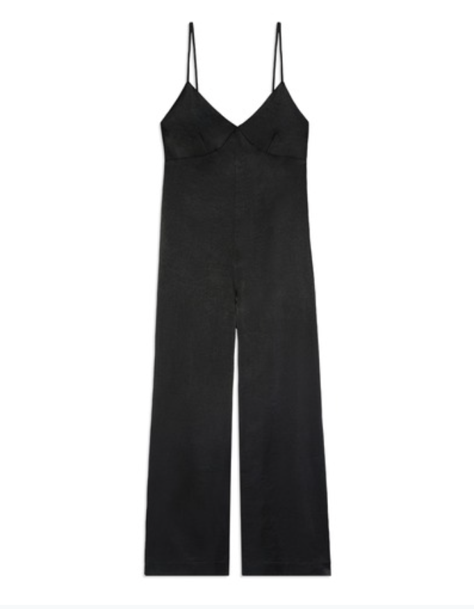 Black Slip Wide Leg Jumpsuit