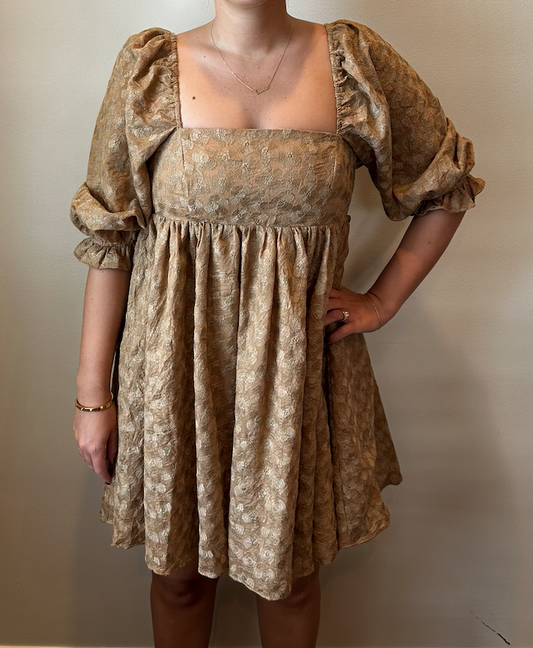 Peanut Puff Sleeve Dress