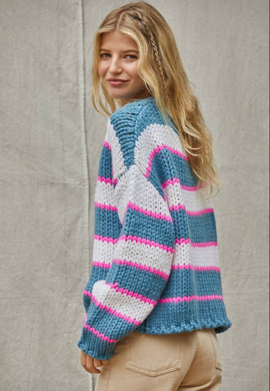 Blue and Pink Stripe Sweater